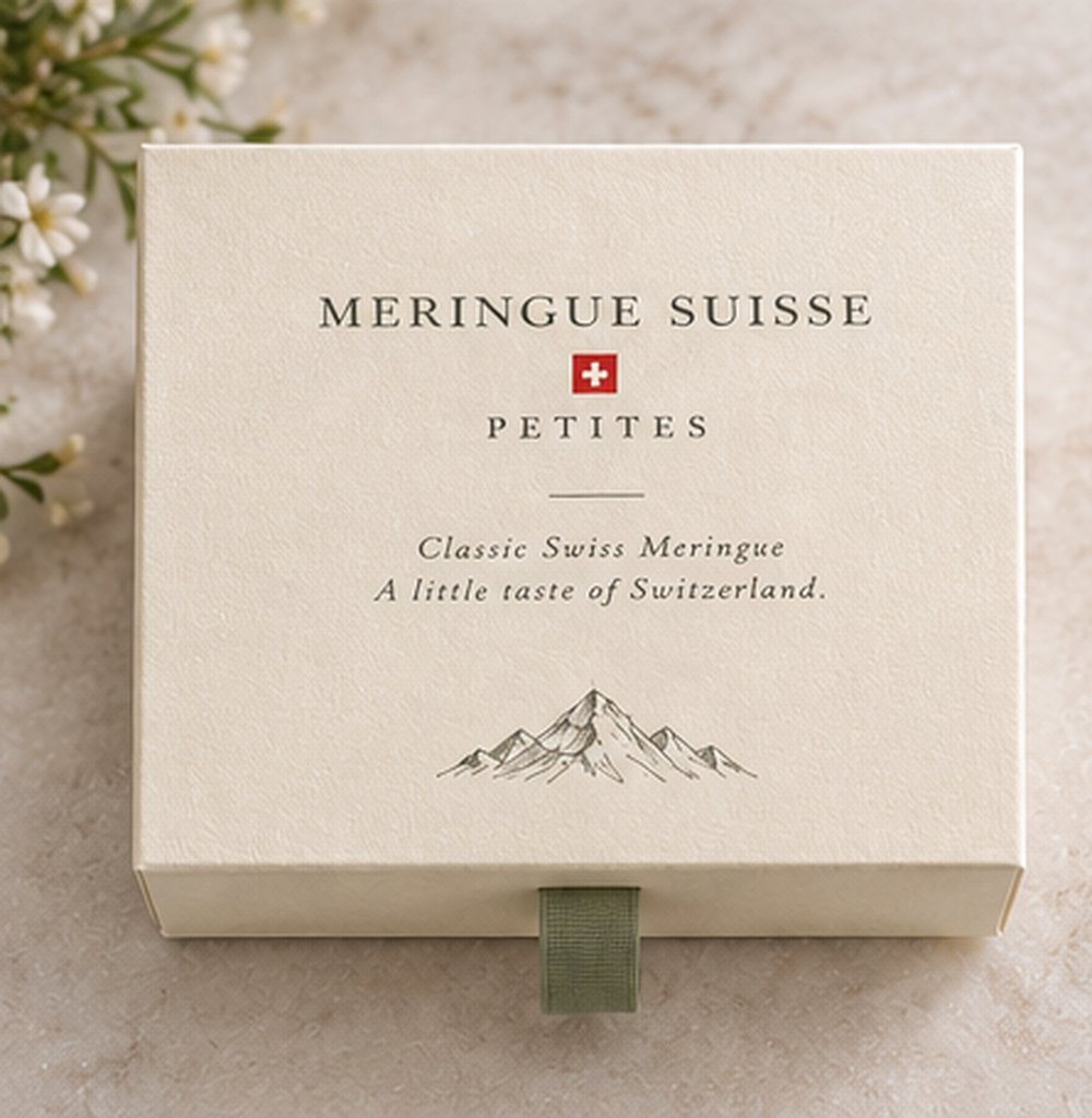 Closed ivory gift box with sage ribbon pull